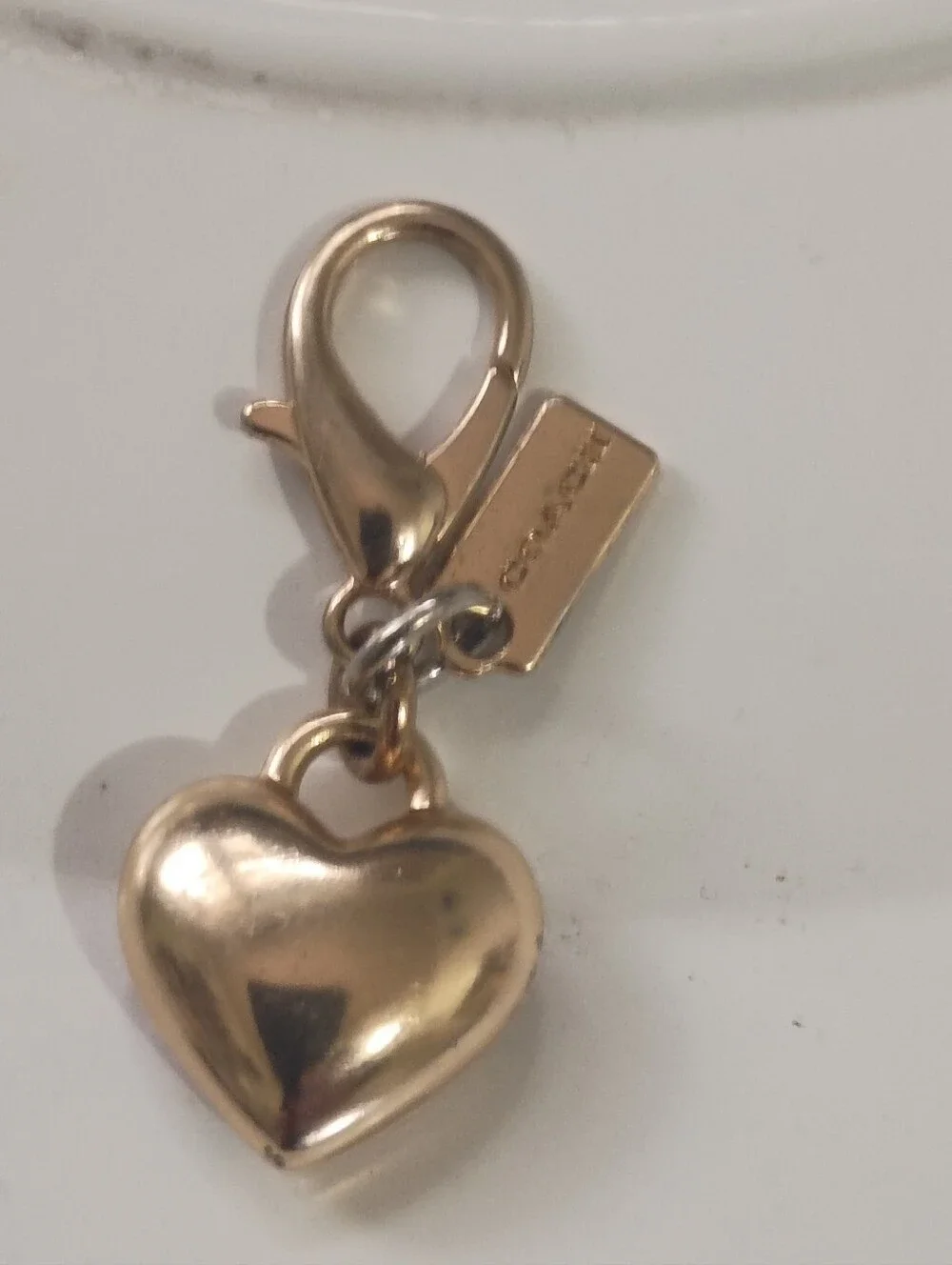 Coach Gold-Tone Heart Charm with Pink, Orange & Green Enamel